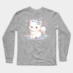 Magical Fairy Cat Kawaii Style In The Garden Long Sleeve T-Shirt